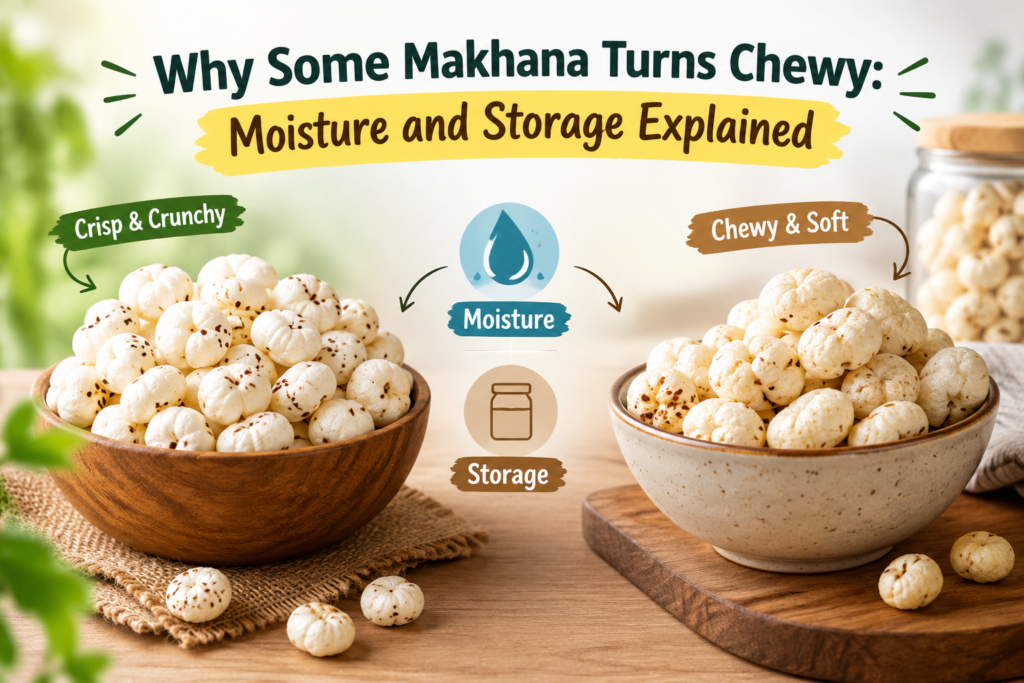 Why Some Makhana Turns Chewy due to moisture and improper storage